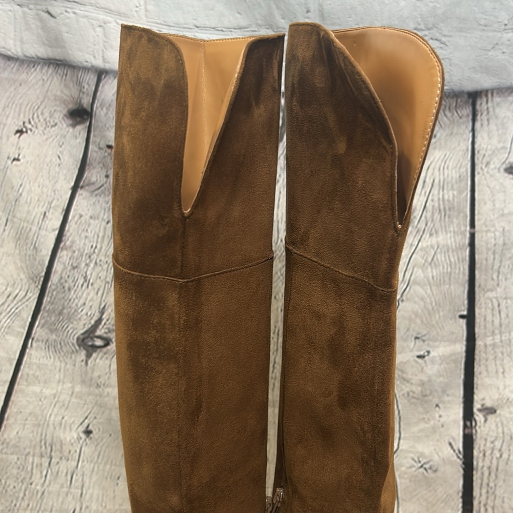 J. Crew Troy Brown Faux Suede Brown Over-the-Knee Boots Size 7.5 - Picture 5 of 16